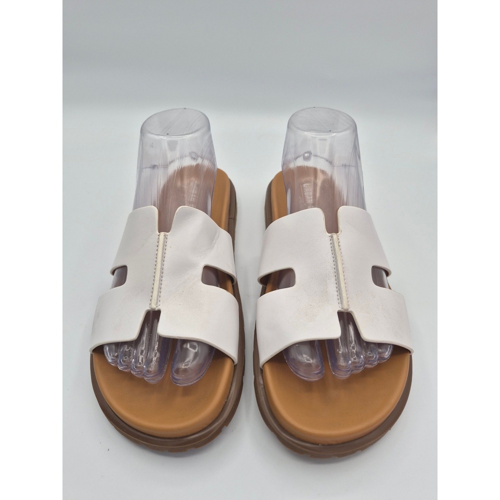 Urban Sport by J/Slides H-Strap Slide Sandals Size 8 White Casual Comfort Shoes